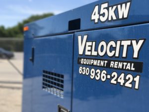 A 45kw blue generator for rental from velocity